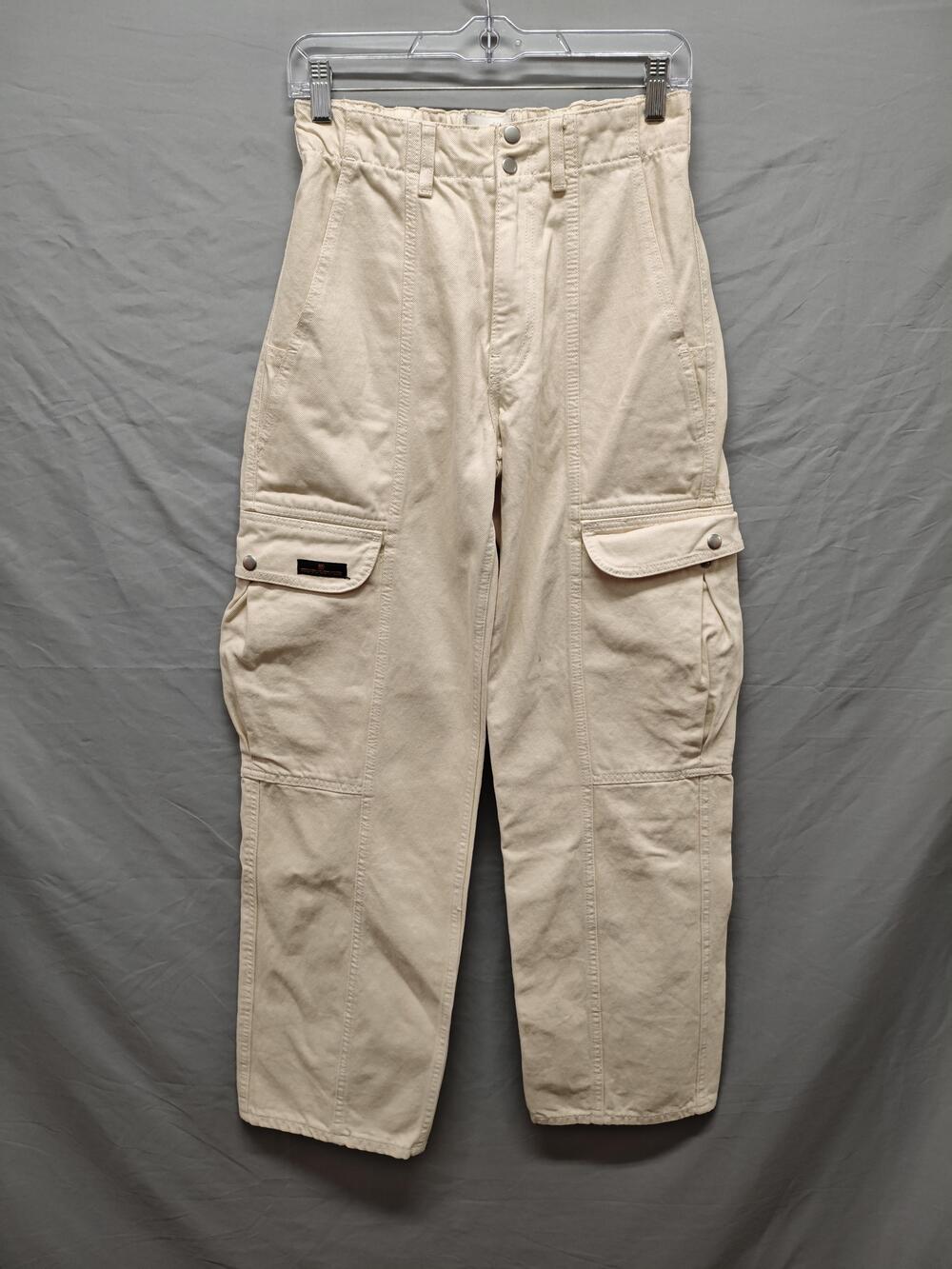 BDG Cargo Pants Womens 24 Beige Cotton Utility Carpenter Wide Leg High Rise